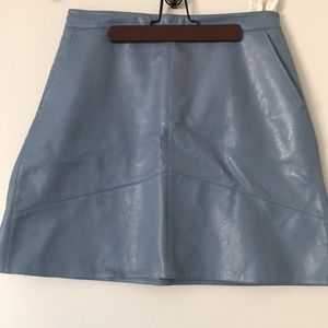 Zara Light Blue Leather Skirt